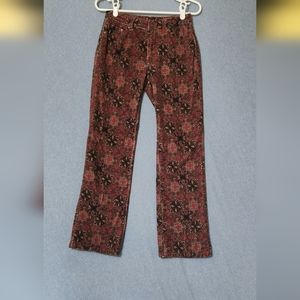 Lyric Culture velvet material pattern Janis Joplan pants. Size 6P